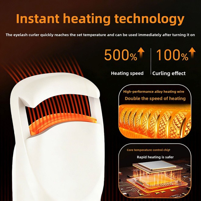 Smart Temperature Control Electric Eyelash Curler Integrated Clamp and Curl White