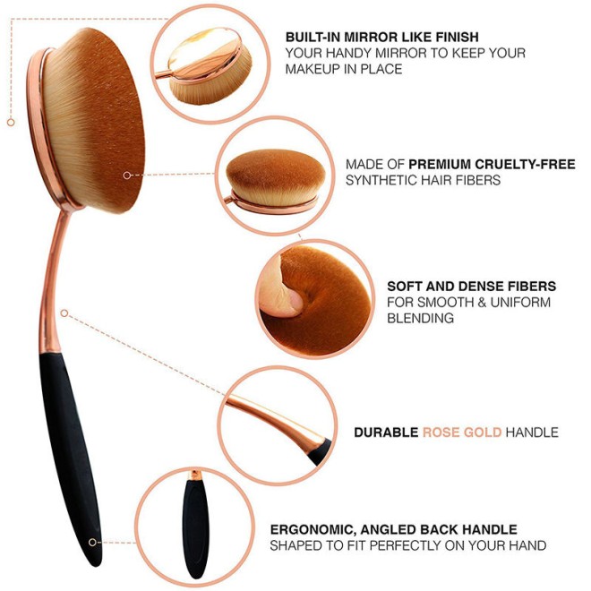 Rose Gold Foundation Brush with Handle and Cap