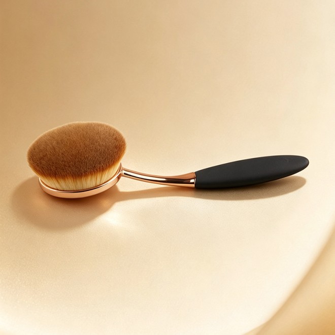 Rose Gold Foundation Brush with Handle and Cap