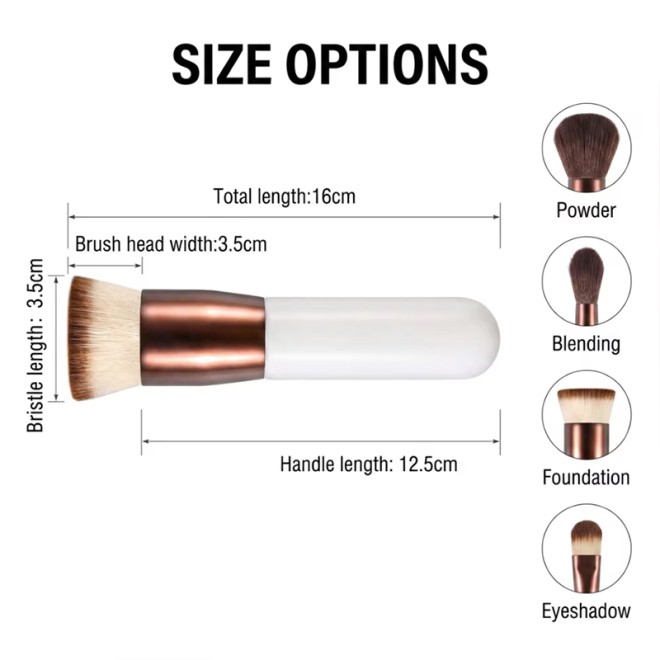 Single Kabuki Foundation Concealer Brush Synthetic Hair Wood Handle Flat Top