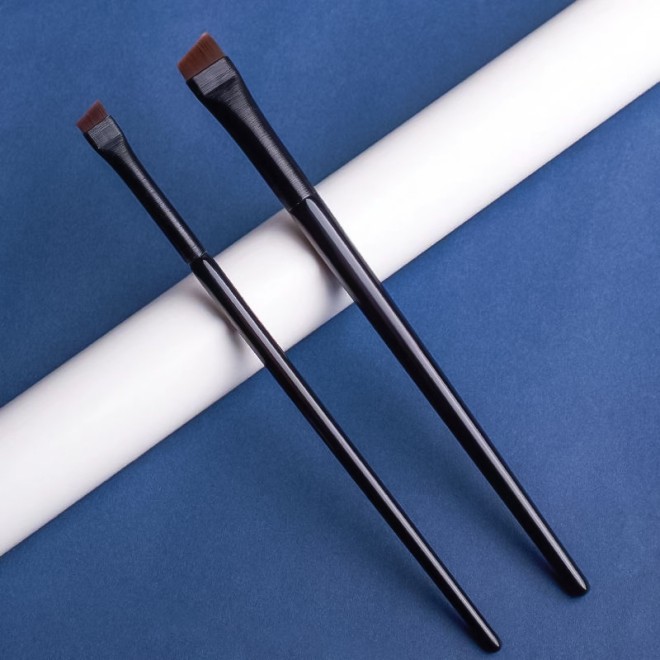 Professional Angled Eyebrow Brush Eyeliner Brush 2Pcs Set Mini Flat Eyebrow Brush Set