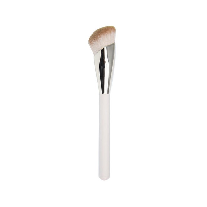 2-Piece Pink Makeup Brush Set with Rose Gold Aluminum Ferrule for Foundation and Concealer