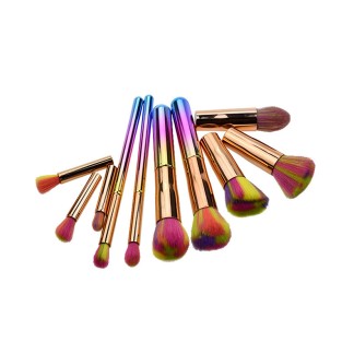Vegan Makeup Brush Set 10pcs Black Foundation Brush Round Angled Brush