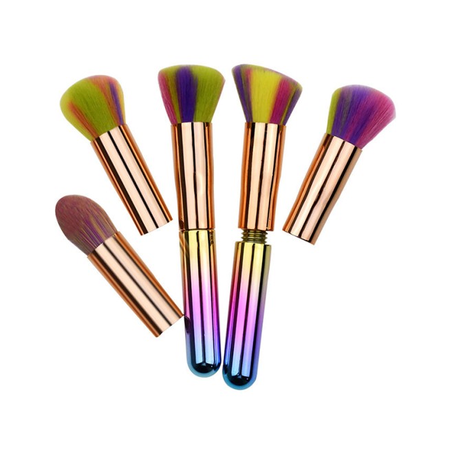 Vegan Makeup Brush Set 10pcs Black Foundation Brush Round Angled Brush