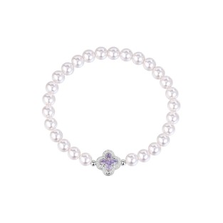 Four-Leaf Clover Pearl Beaded Bracelet