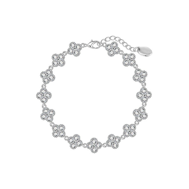 Four-Leaf Clover Shiny Alloy Bracelet