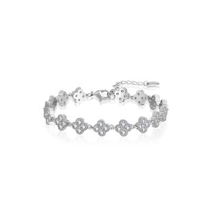 Four-Leaf Clover Shiny Alloy Bracelet