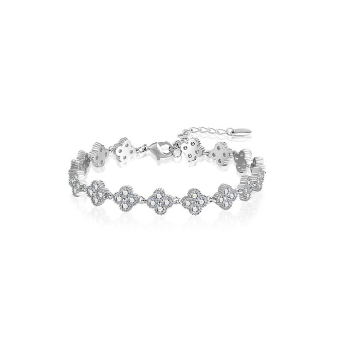 Four-Leaf Clover Shiny Alloy Bracelet