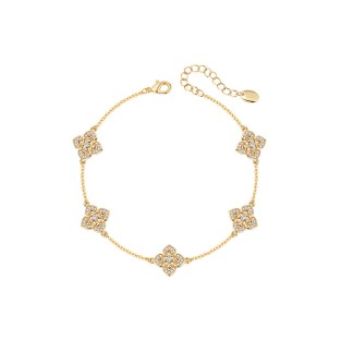 Four-Leaf Clover Diamond-Inlaid Bracelet
