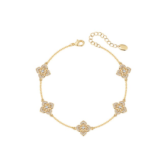 Four-Leaf Clover Diamond-Inlaid Bracelet