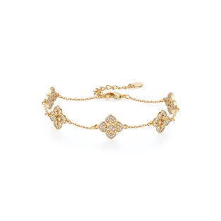 Four-Leaf Clover Diamond-Inlaid Bracelet