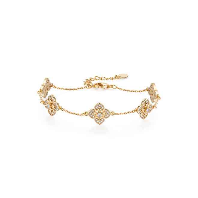 Four-Leaf Clover Diamond-Inlaid Bracelet