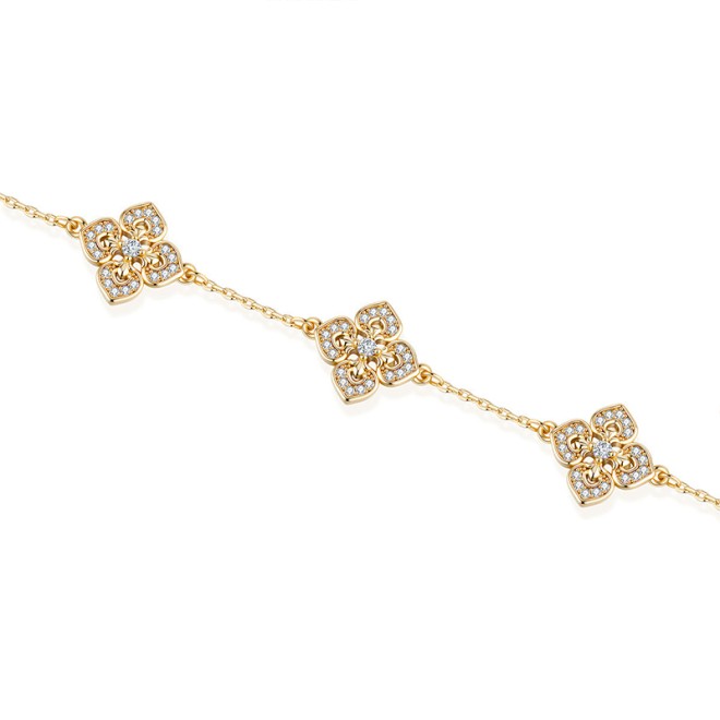 Four-Leaf Clover Diamond-Inlaid Bracelet