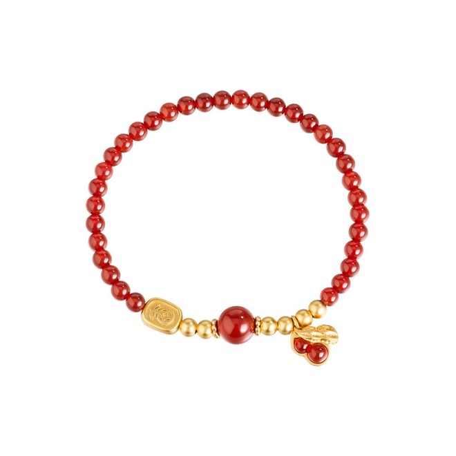 S925 Silver Peanut Agate Chinese Style Bracelet