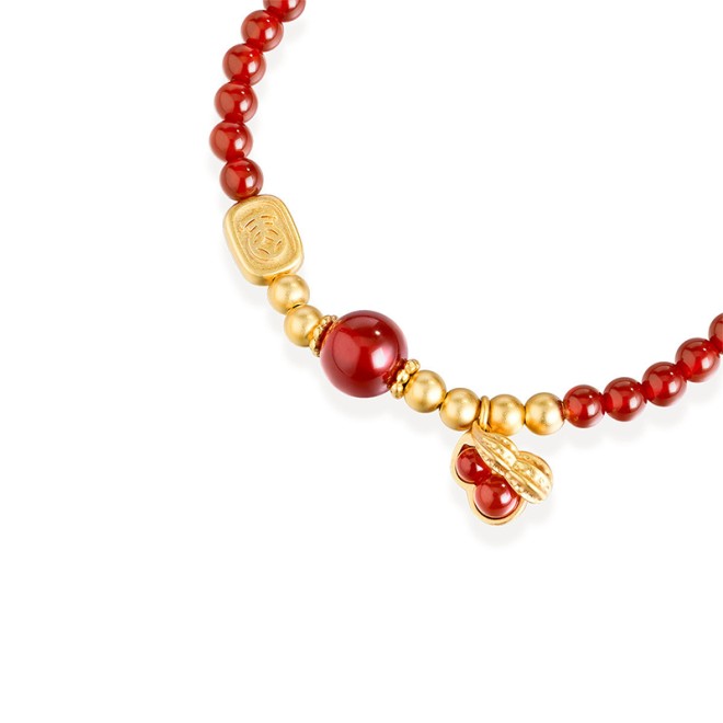 S925 Silver Peanut Agate Chinese Style Bracelet