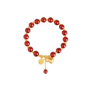 S925 Silver Red Agate Gourd Bead Bracelet
