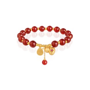 S925 Silver Red Agate Gourd Bead Bracelet