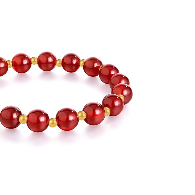 S925 Silver Red Agate Gourd Bead Bracelet