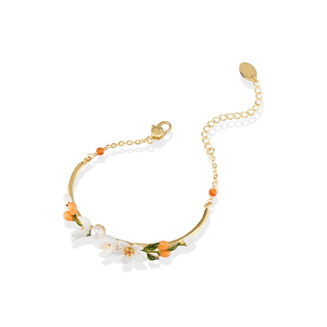 Orange Blossom and Kumquat Half-Bangle Bracelet
