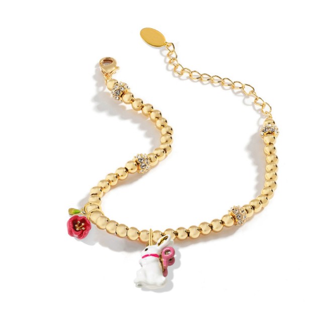 Little White Rabbit Flower Zodiac Bracelet