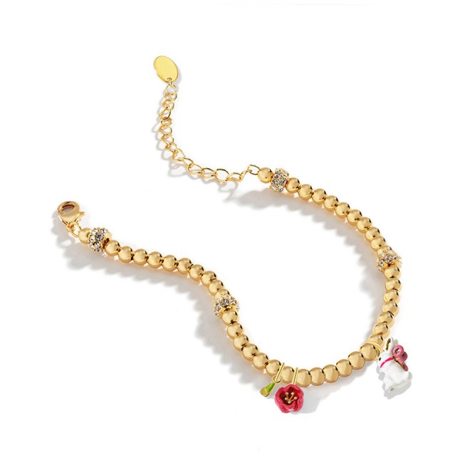 Little White Rabbit Flower Zodiac Bracelet