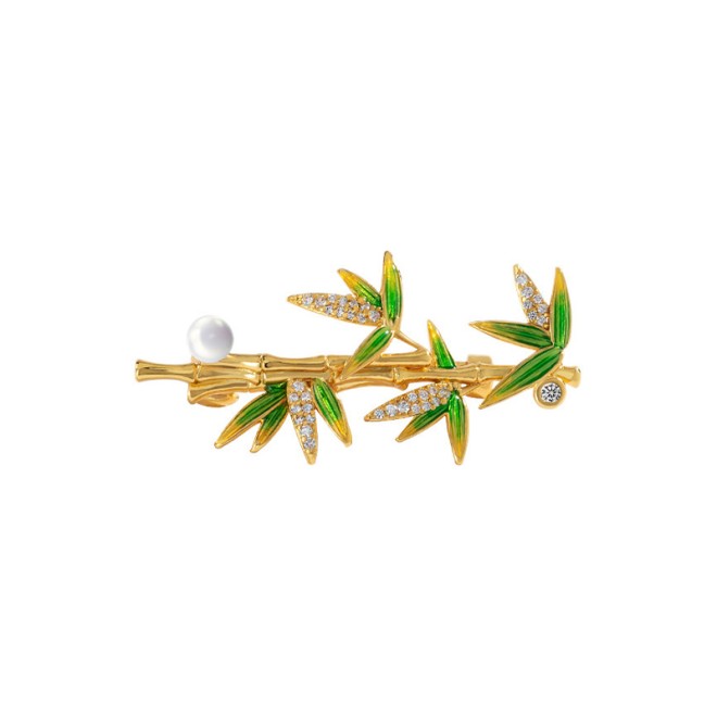 Enamel Bamboo Style Elegant Brooch