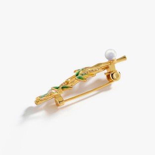 Enamel Bamboo Style Elegant Brooch