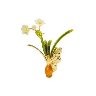 Enamel Orchid Brooch