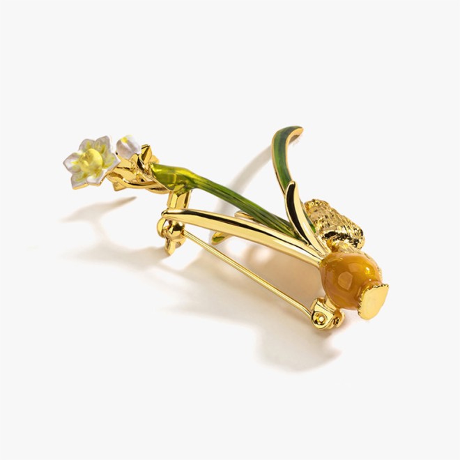 Enamel Orchid Brooch