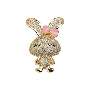 Enamel Bow Rabbit Brooch