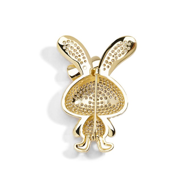 Enamel Bow Rabbit Brooch