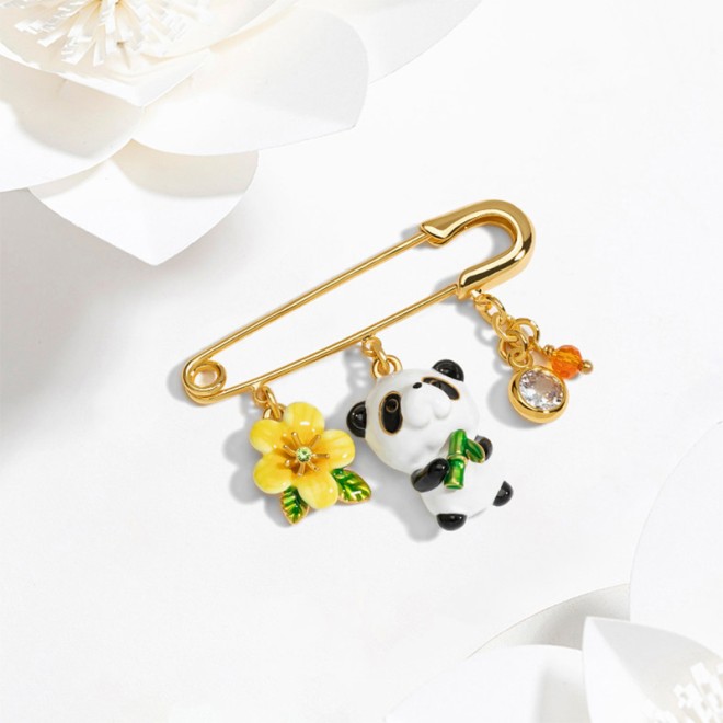 3D Panda Frangipani Brooch