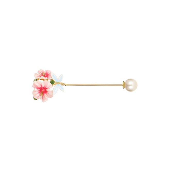 Hibiscus Dragonfly Design Brooch