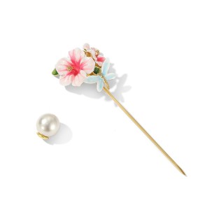 Hibiscus Dragonfly Design Brooch
