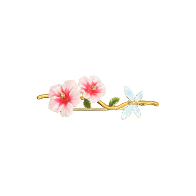 Hibiscus Dragonfly Shaped Suit Brooch