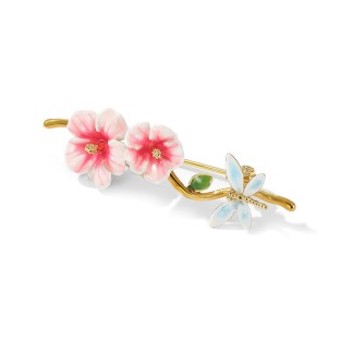 Hibiscus Dragonfly Shaped Suit Brooch
