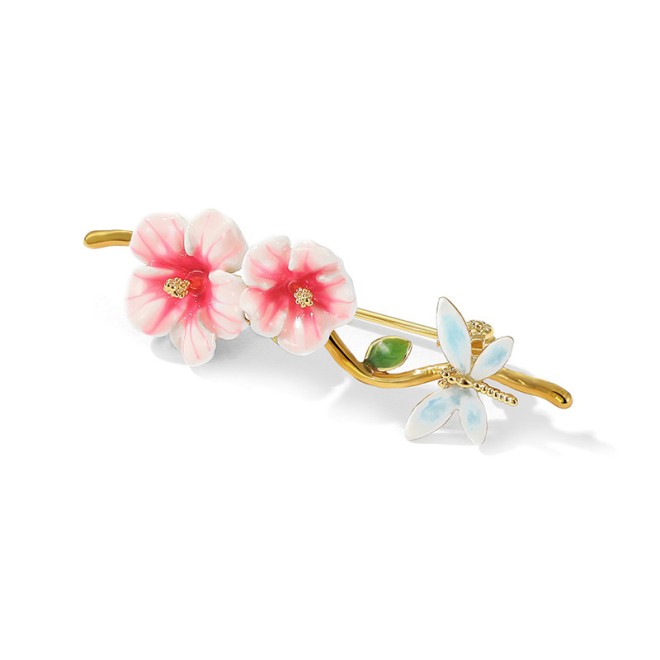 Hibiscus Dragonfly Shaped Suit Brooch