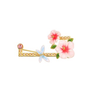 Hibiscus and Dragonfly Brooch