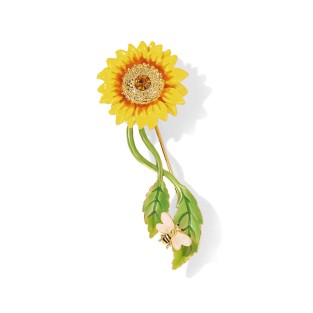 Sunflower Bee Flower Brooch