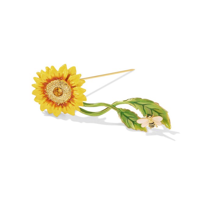 Sunflower Bee Flower Brooch