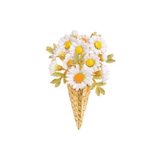 Enamel Daisy Design Brooch