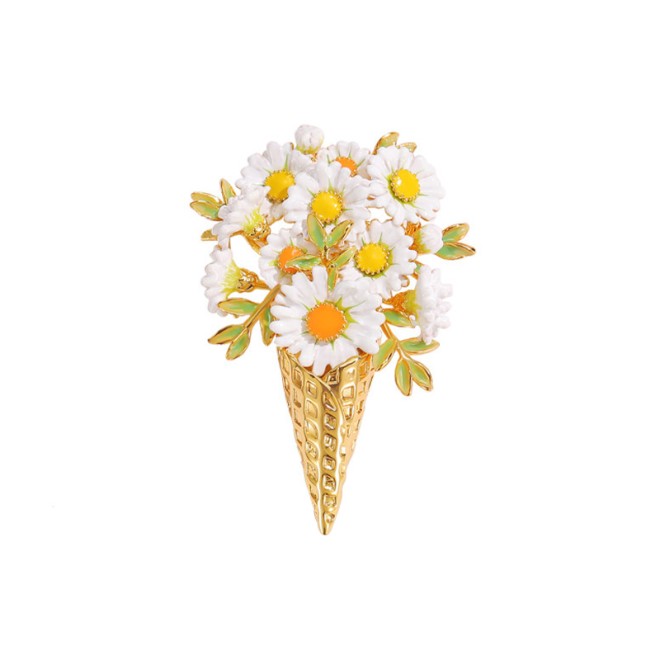 Enamel Daisy Design Brooch