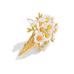 Enamel Daisy Design Brooch
