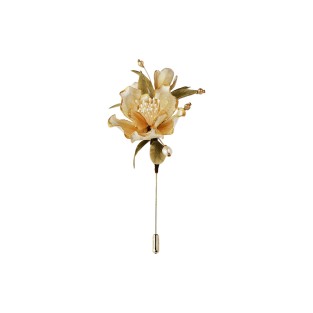 Intangible Cultural Heritage Velvet Flower White Tea Brooch