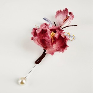 Intangible Cultural Heritage Velvet Flower Rose Brooch
