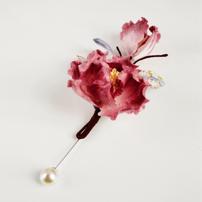 Intangible Cultural Heritage Velvet Flower Rose Brooch