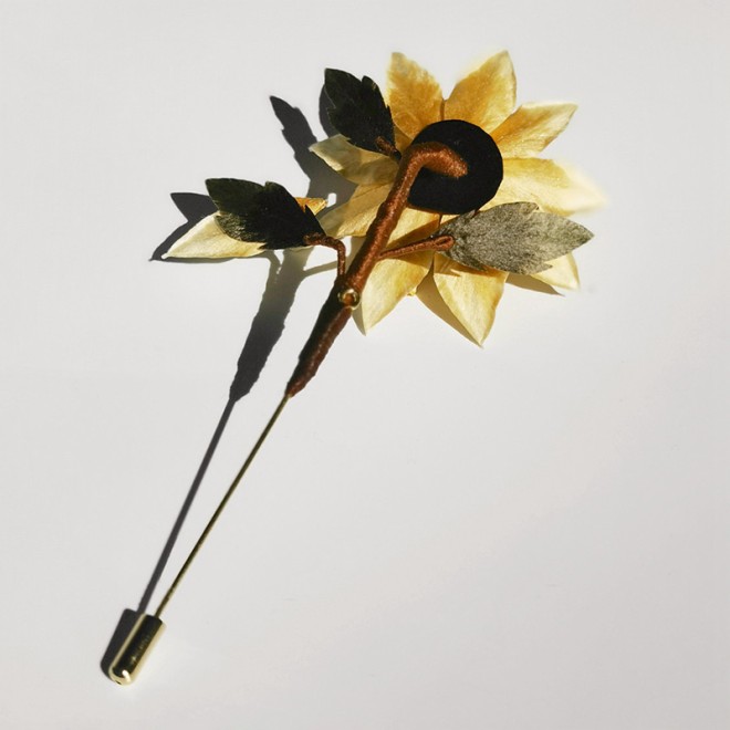 Sunflower Intangible Cultural Heritage Velvet Flower Brooch