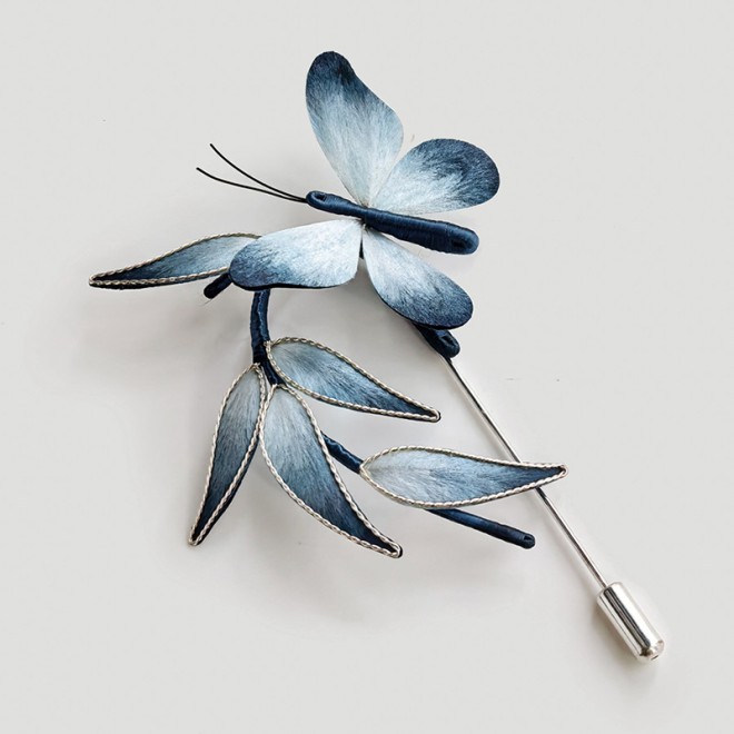 Intangible Cultural Heritage Velvet Flower Butterfly Brooch