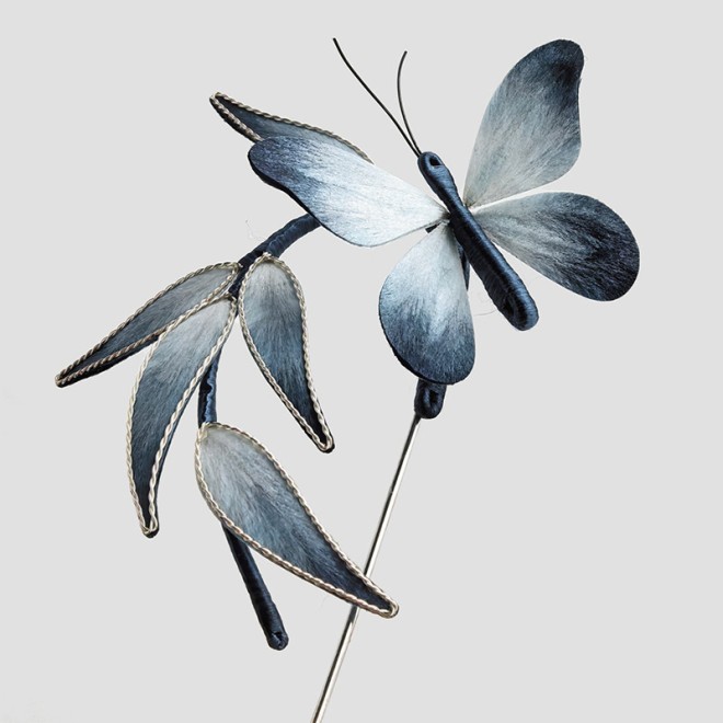 Intangible Cultural Heritage Velvet Flower Butterfly Brooch
