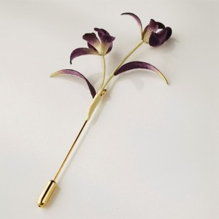 Orchid Intangible Cultural Heritage Velvet Flower Brooch